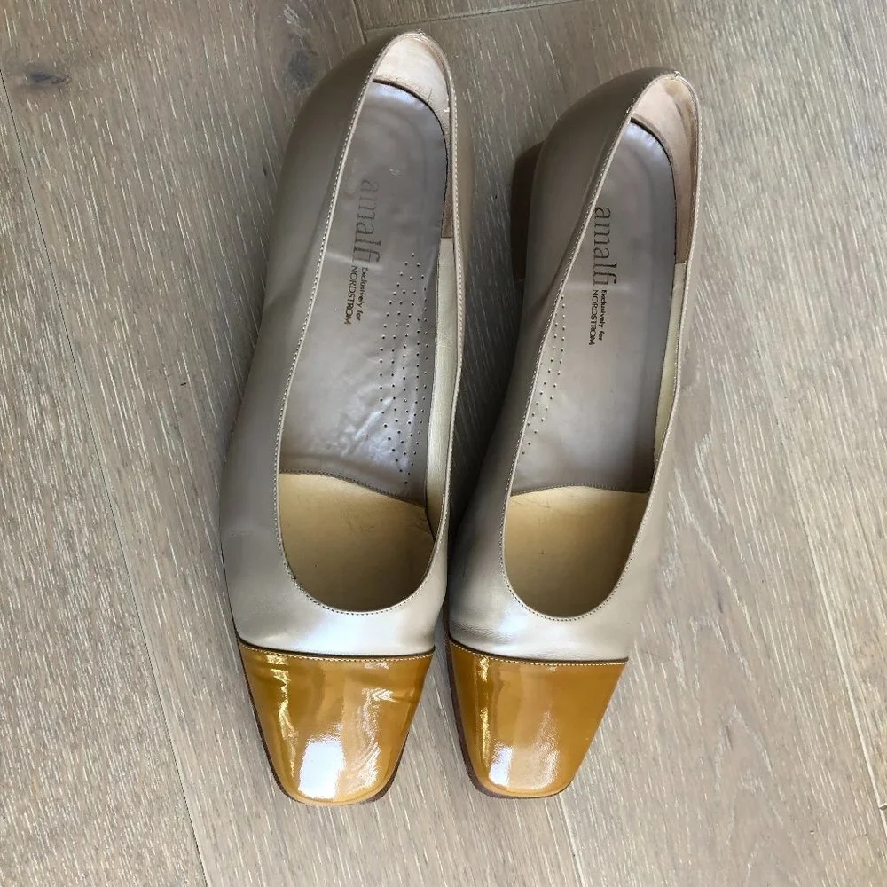 Amalfi Vero Cuoio Classic Leather Duotone Slip On Shoes Tan&Light Brown Sz 9.5B - Picture 9 of 9